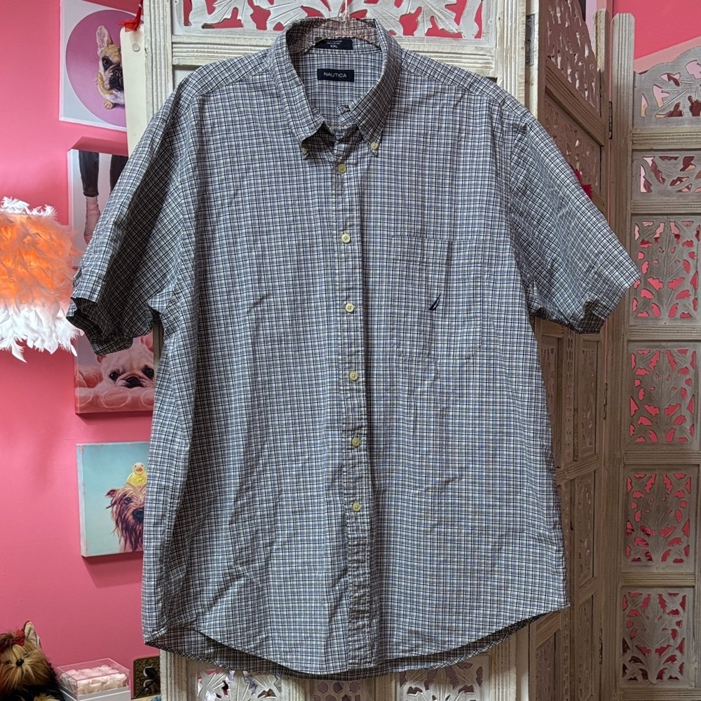 Men's Nautica Checkered Short Sleeve Shirt Size: XXL